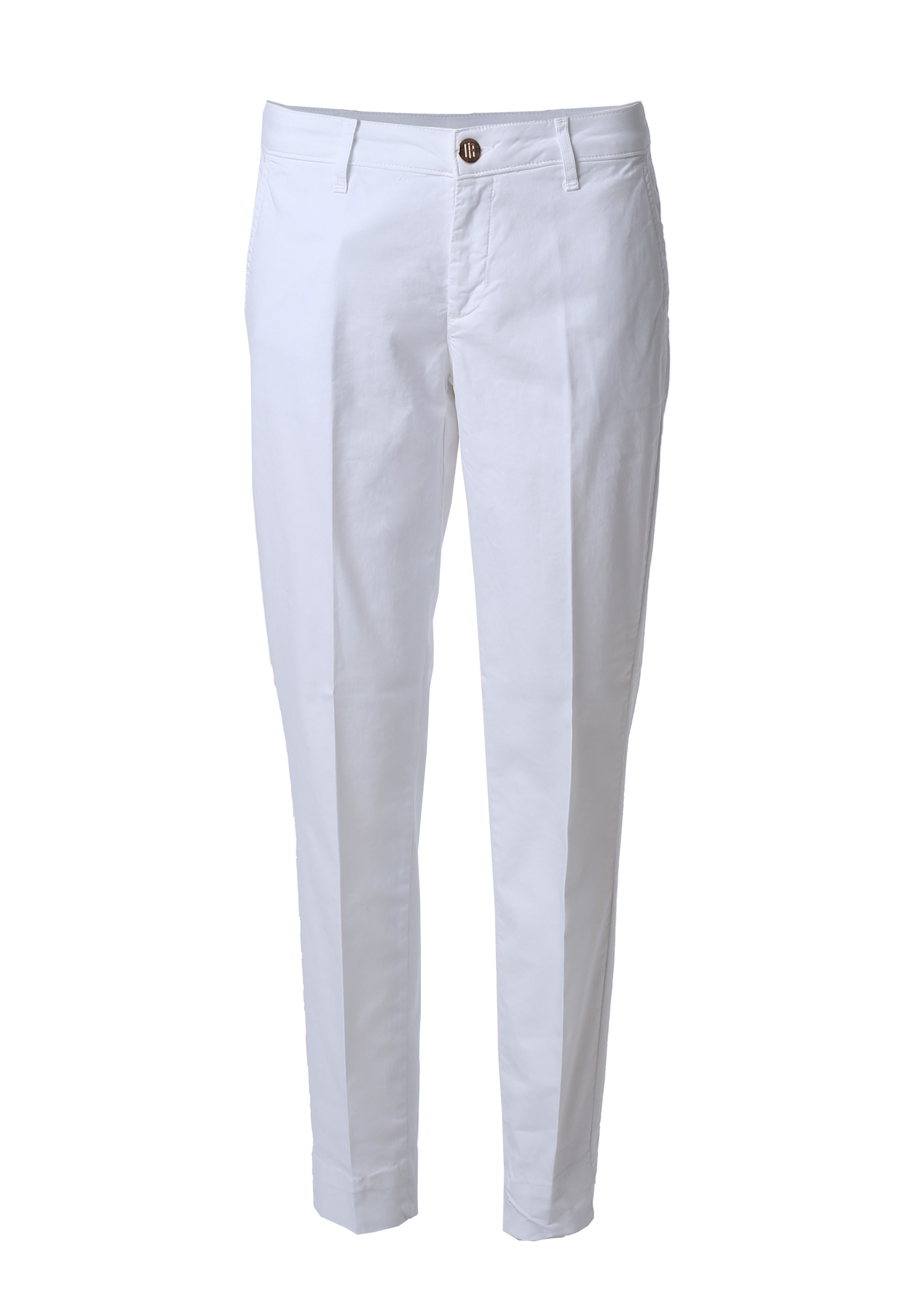 Pantaloni Straight Leg a Vita Alta con Dettagli Gold