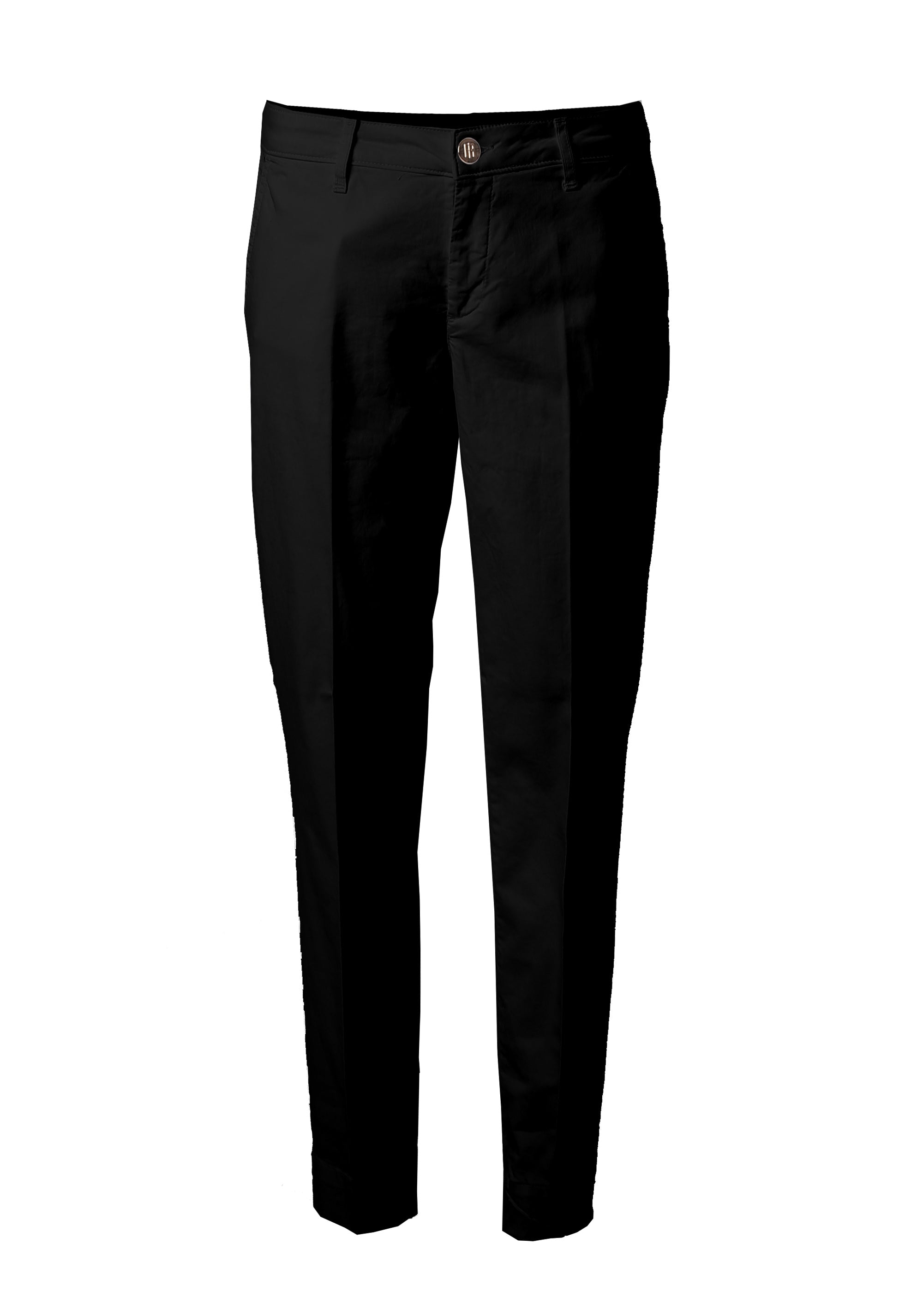 Pantaloni Straight Leg a Vita Alta con Dettagli Gold