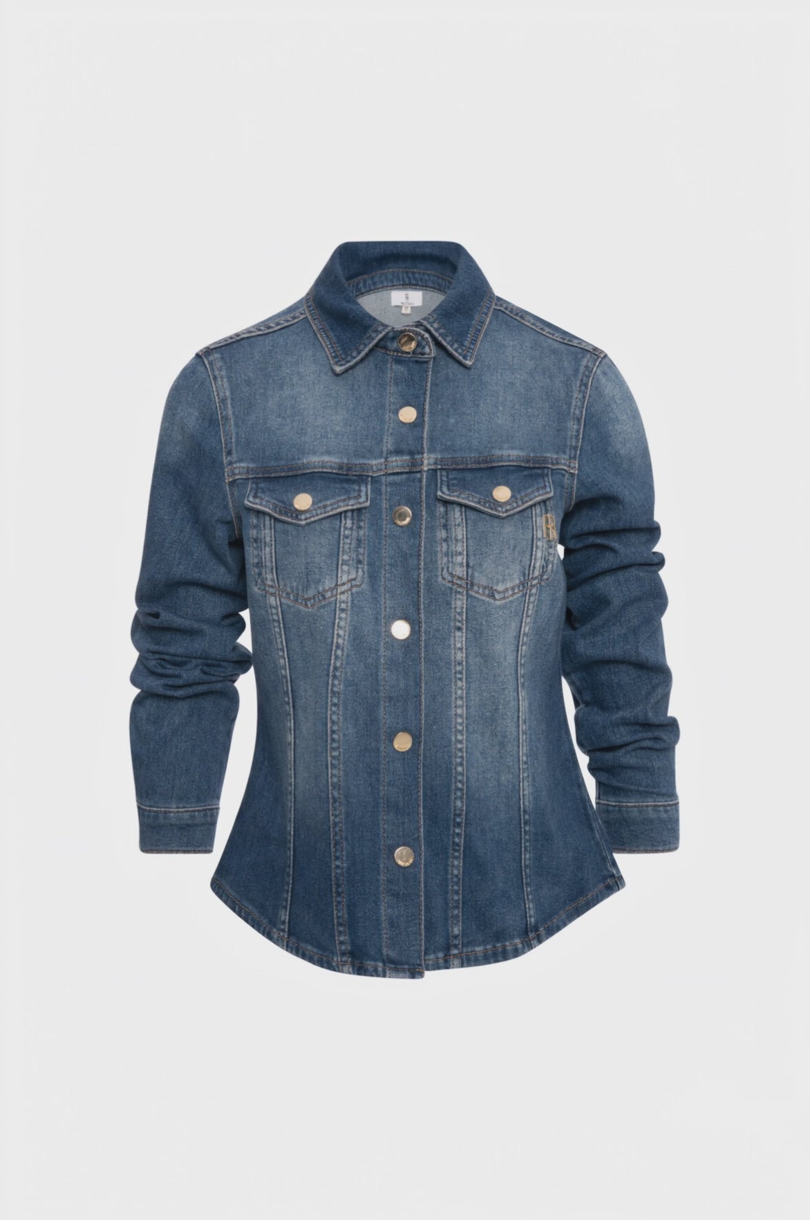 Camicia regular in denim con lavaggio vintage