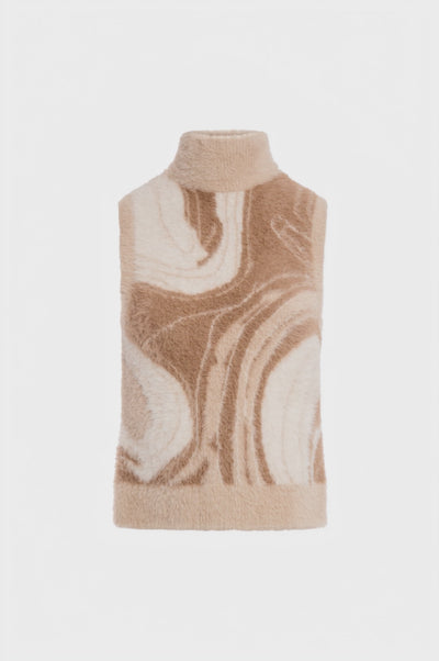 Maglia senza maniche in jacquard