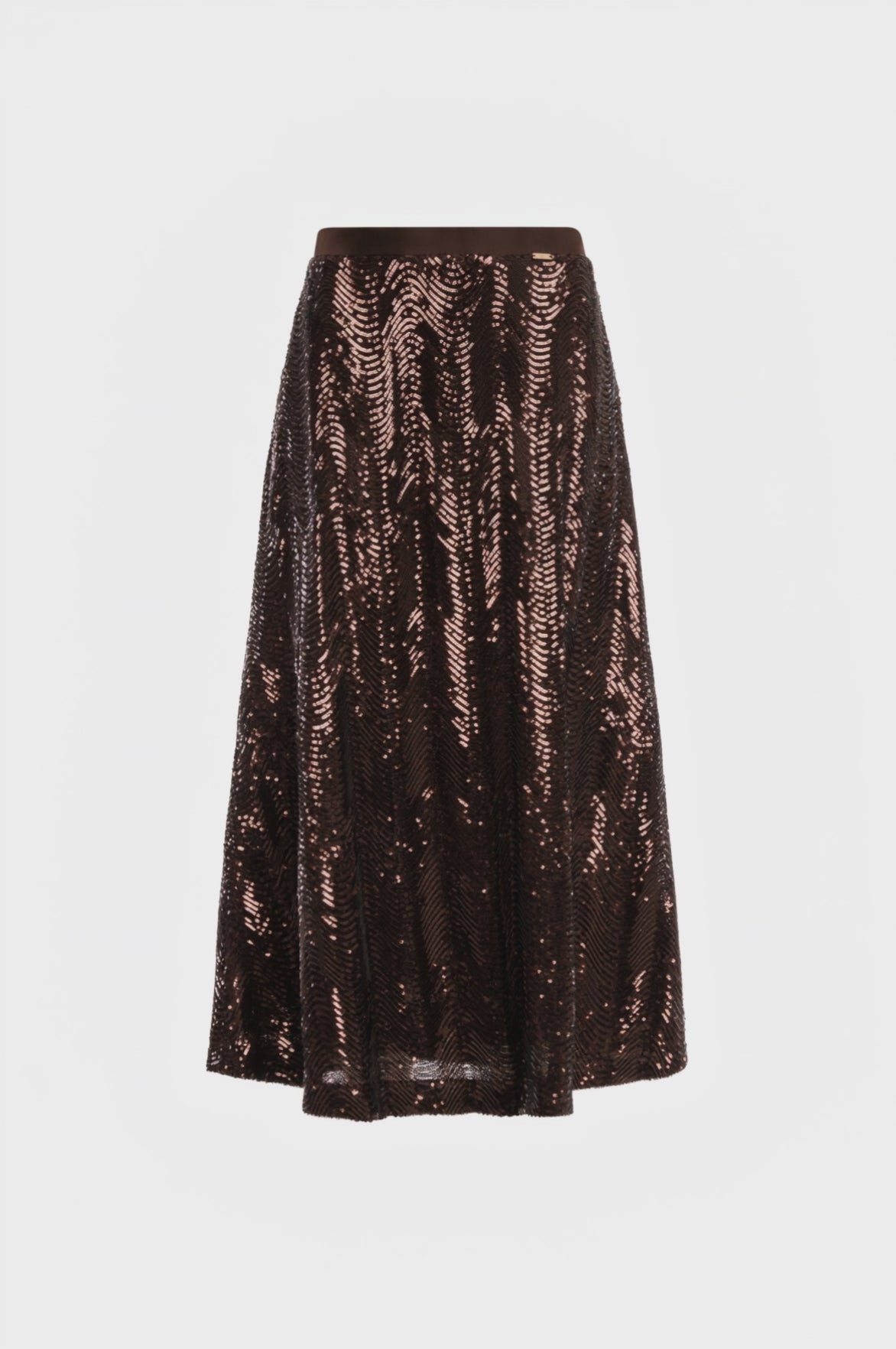 Gonna flare midi in tessuto con paillettes
