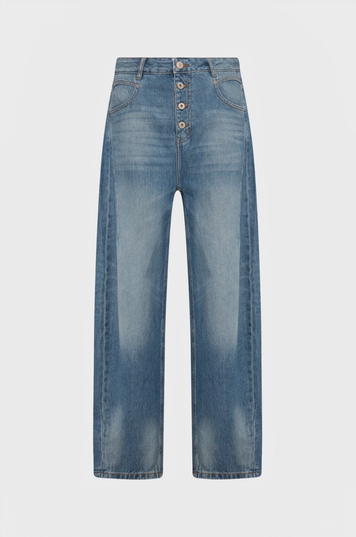 Jeans carrot in denim con lavaggio medio