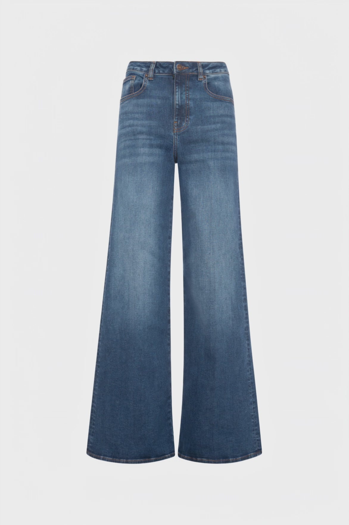 Jeans flare in denim con lavaggio medio