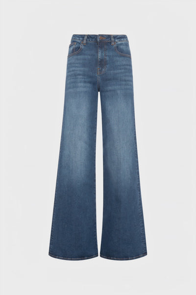 Jeans flare in denim con lavaggio medio