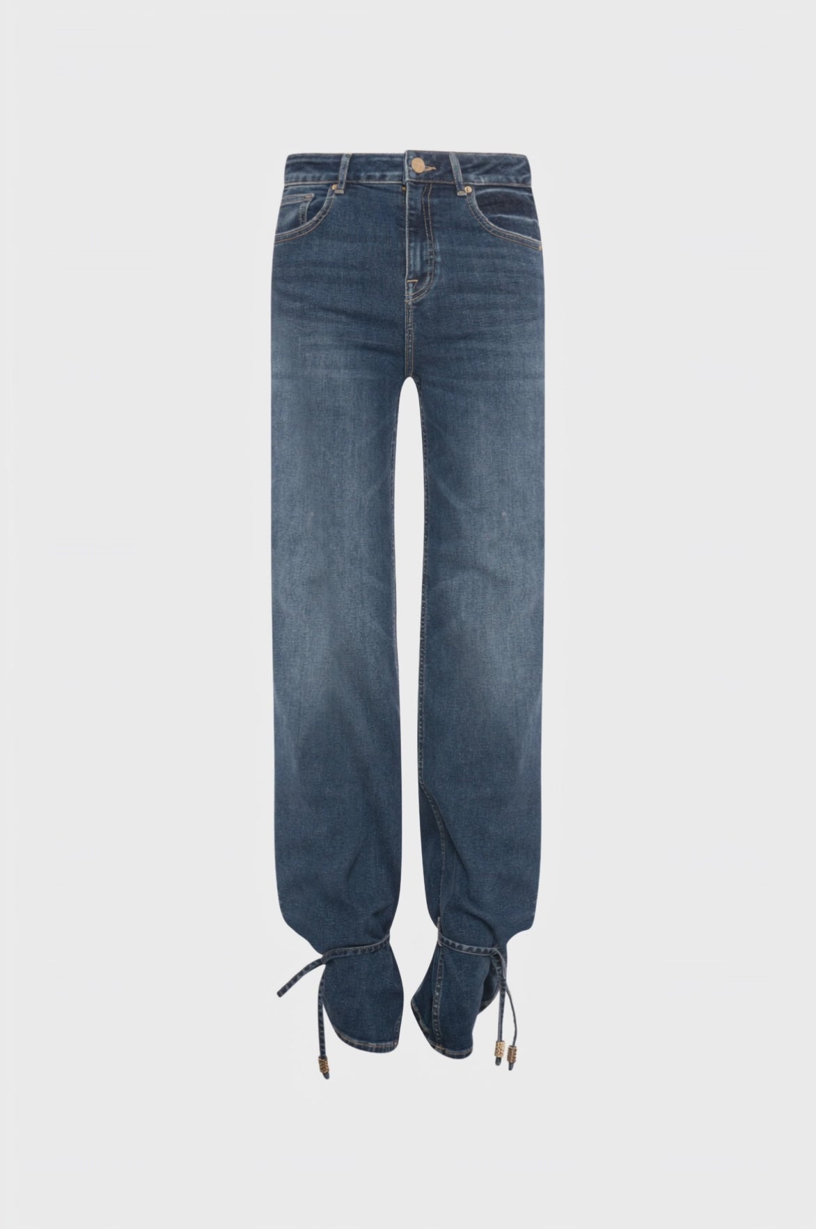Jeans linea dritta in denim con lavaggio medio