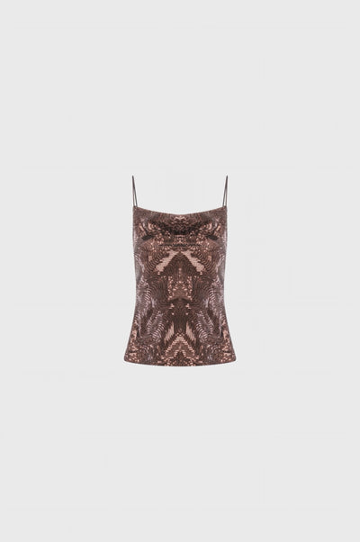 Top senza maniche in tessuto con paillettes
