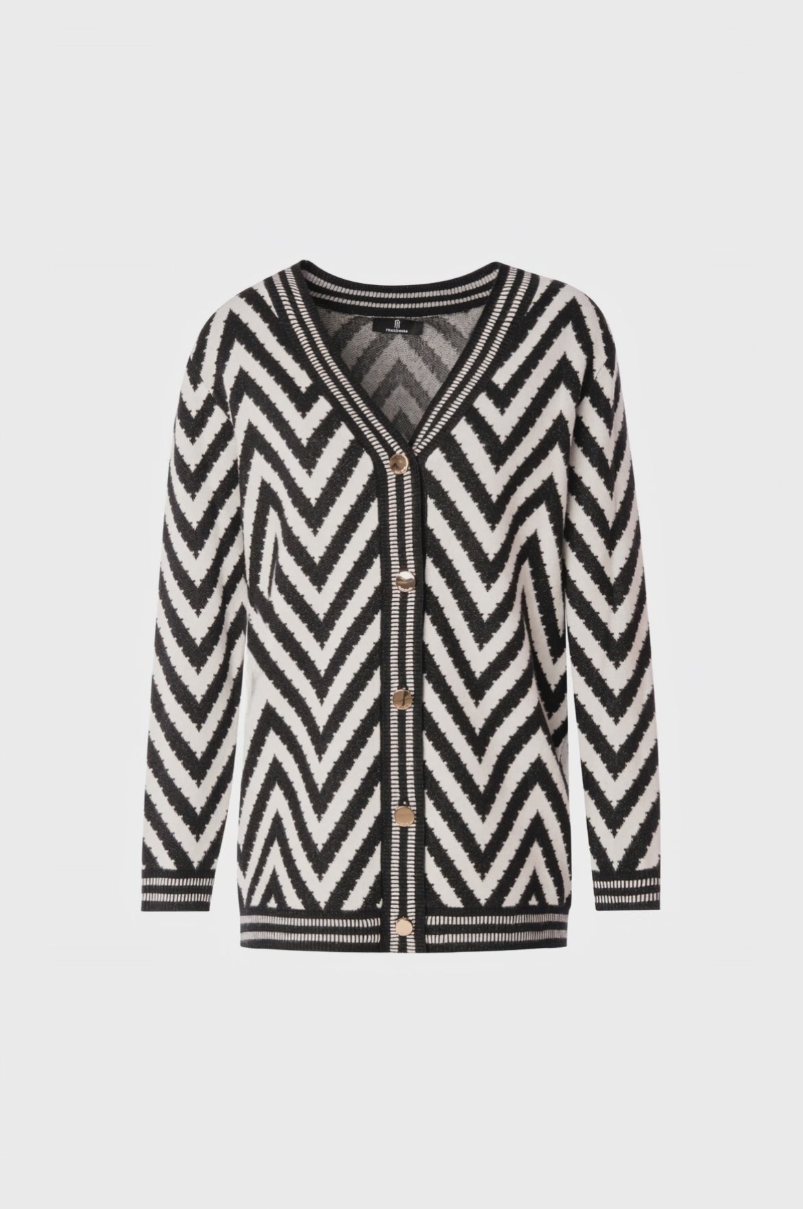 Cardigan regular in jacquard zig-zag