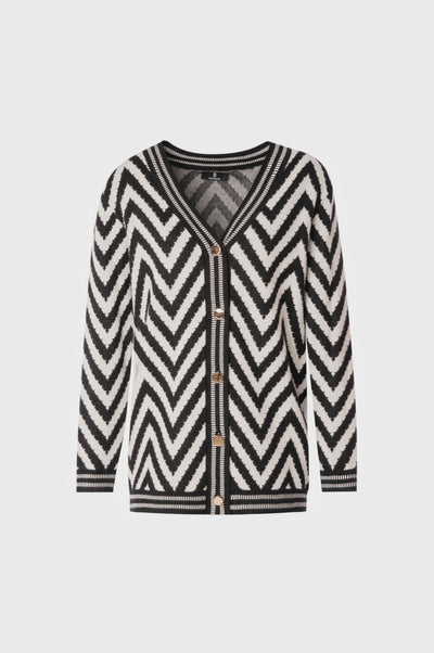 Cardigan regular in jacquard zig-zag
