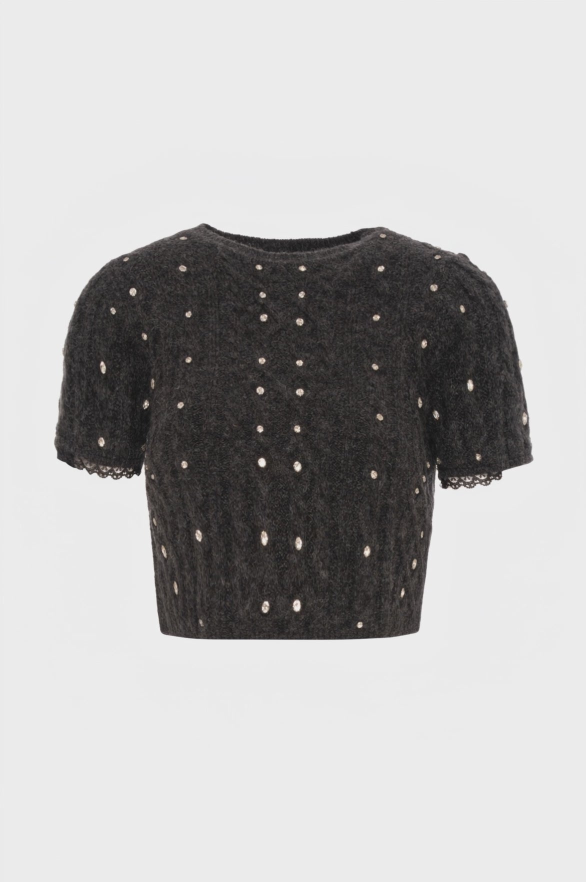 Maglia cropped con punto treccia