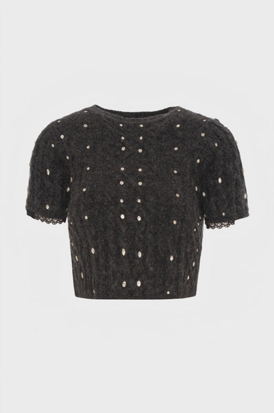 Maglia cropped con punto treccia