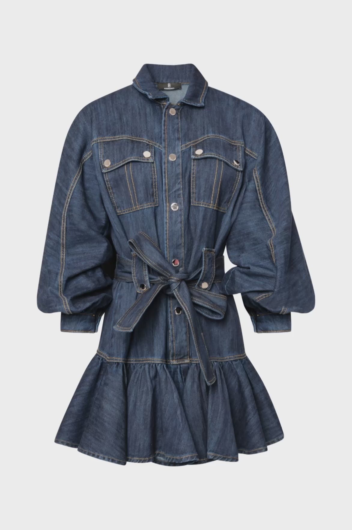 Abito regular mini in denim con lavaggio medio