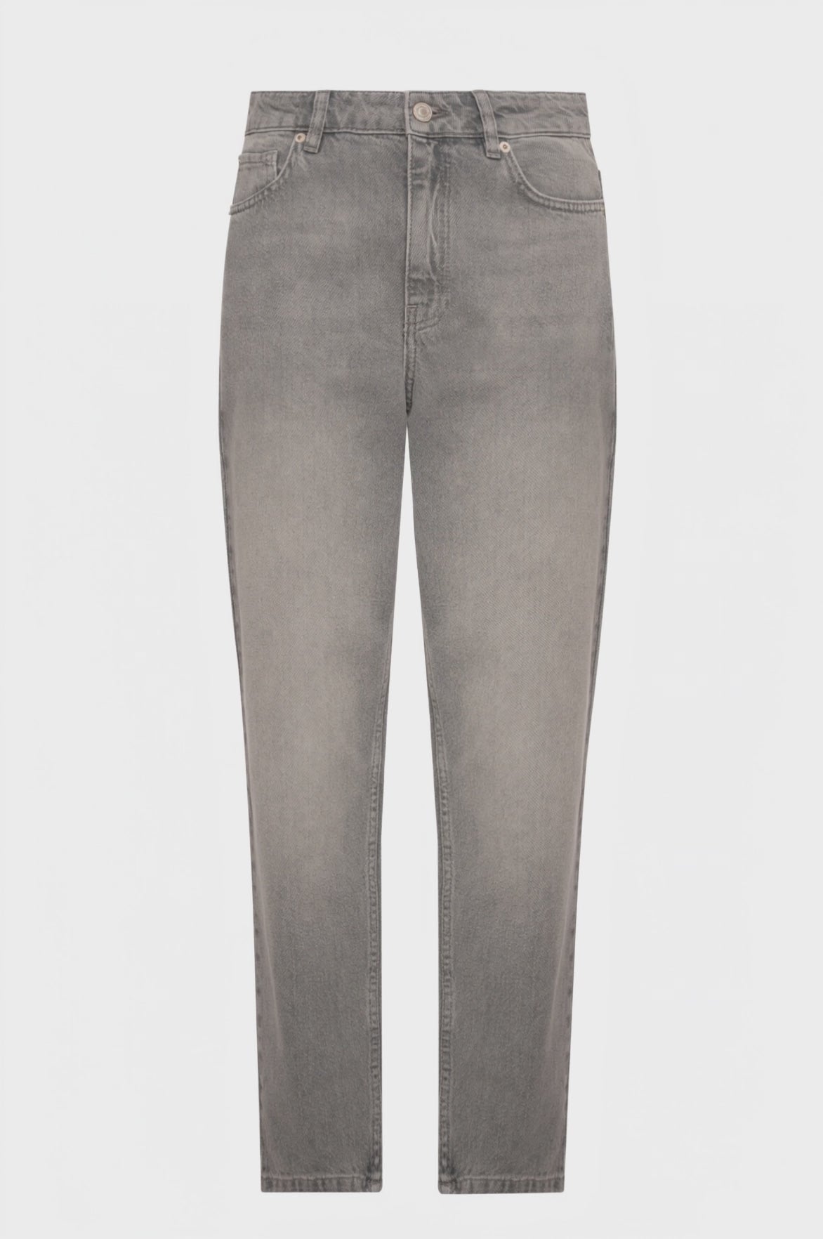 Jeans regular mom fit in denim grigio con lavaggio chiaro
