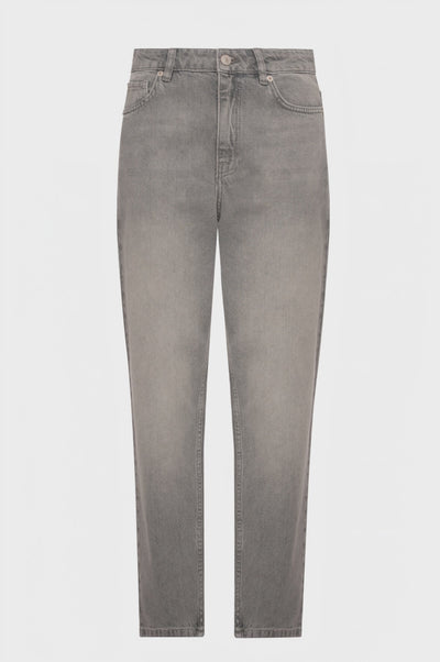 Jeans regular mom fit in denim grigio con lavaggio chiaro