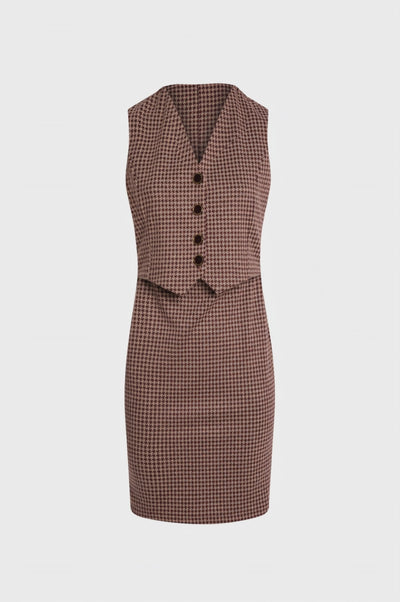 Abito slim mini in pied de poule
