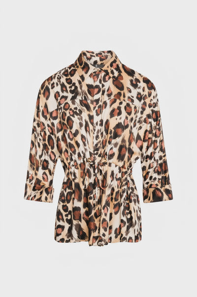 Camicia regular in fantasia animalier