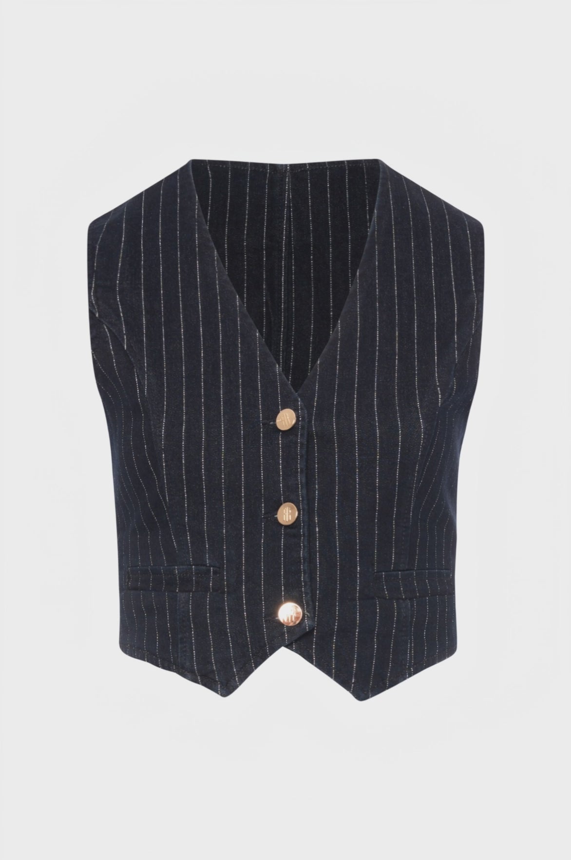 Gilet slim in denim gessato