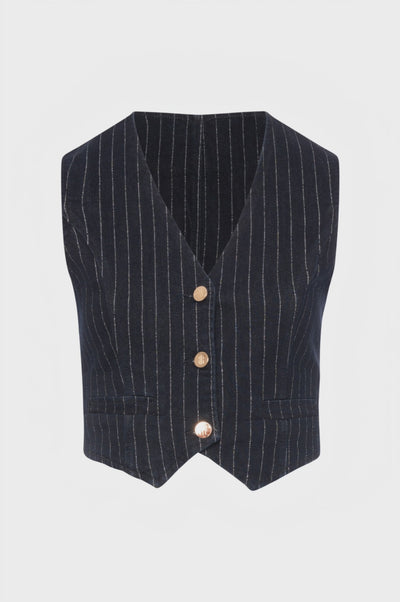 Gilet slim in denim gessato