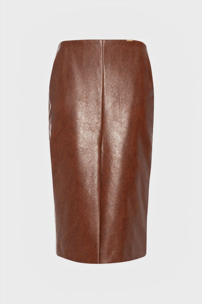Gonna slim a tubino midi in finta pelle