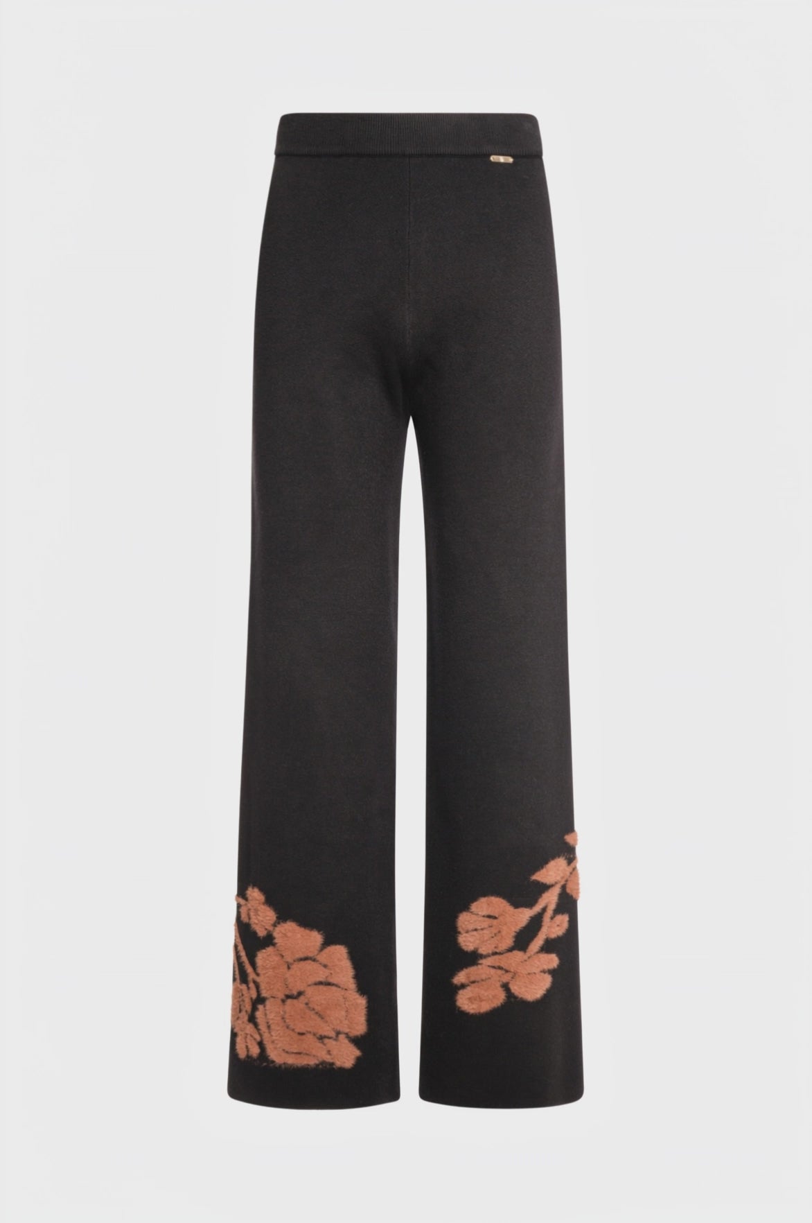Pantalone wide a palazzo in maglia con jacquard floreale