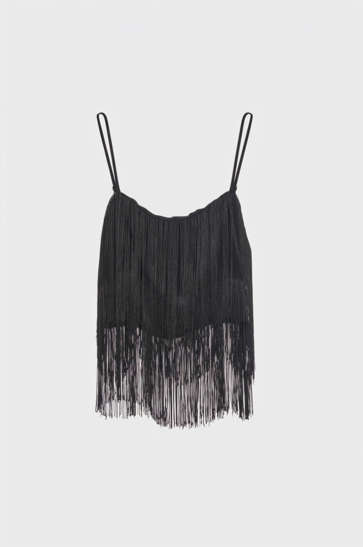 Top senza maniche cropped con frange