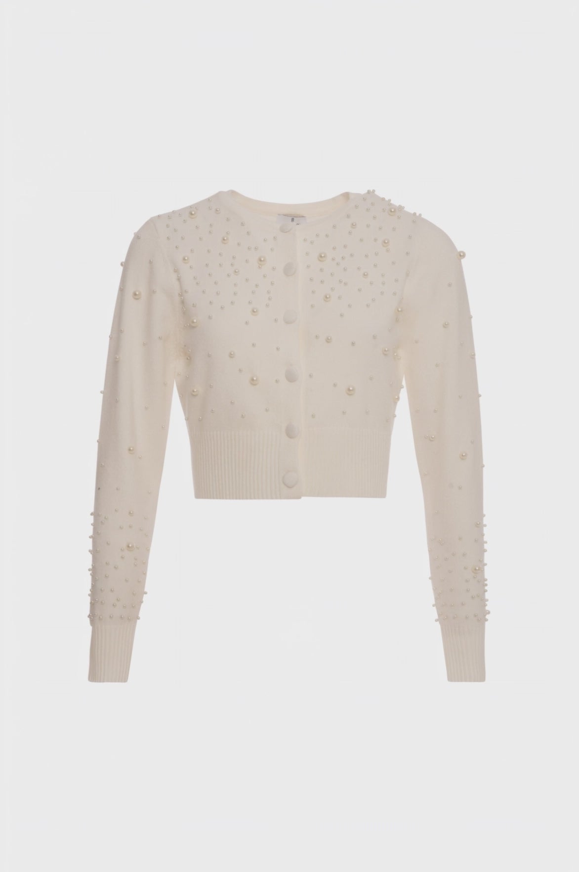 Cardigan cropped con perle applicate