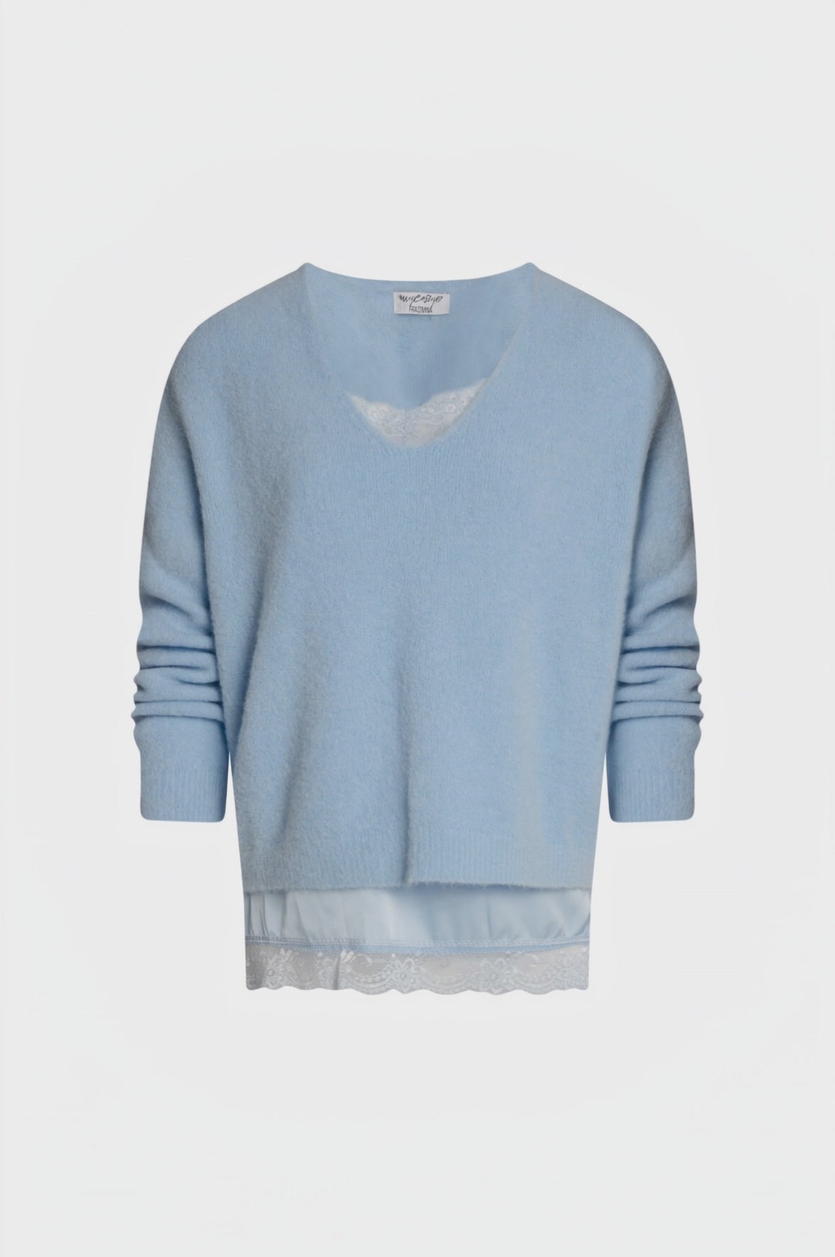 Maglia regular con top lingerie in raso e pizzo