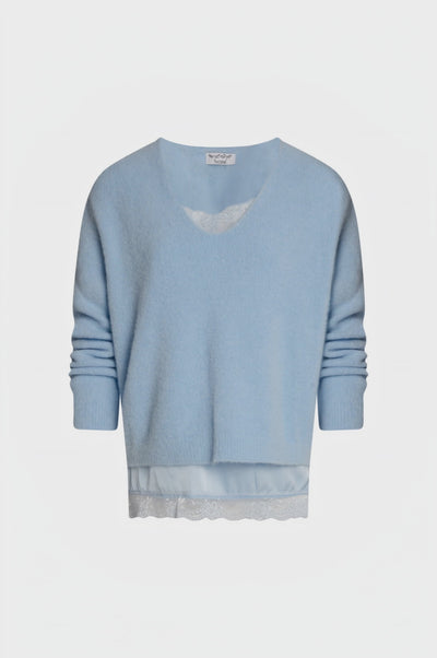 Maglia regular con top lingerie in raso e pizzo
