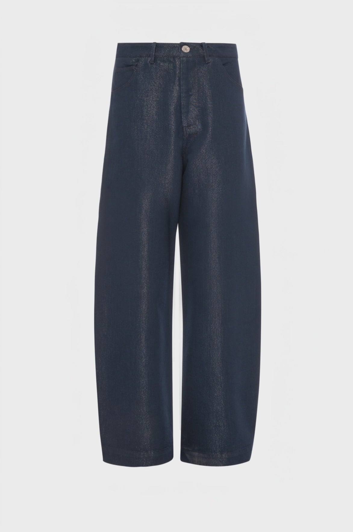 Jeans carrot balloon fit in denim con spalmatura