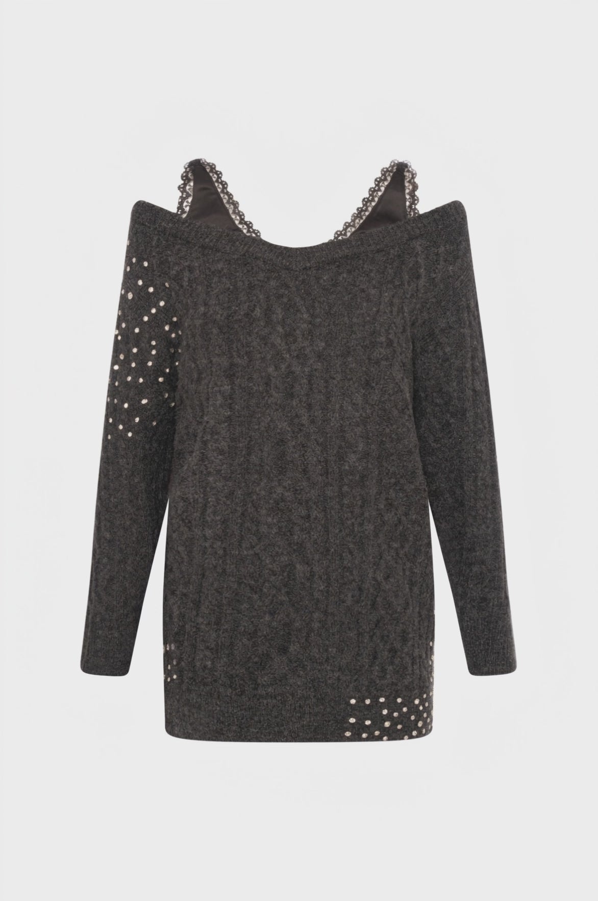 Abito regular mini in maglia con punto treccia