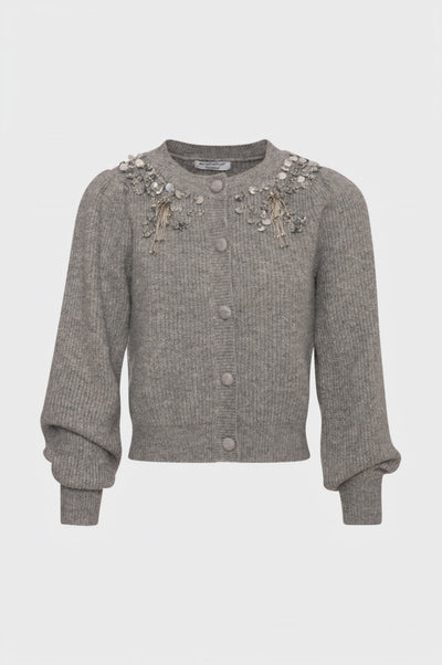 Cardigan regular con applicazioni gioiello