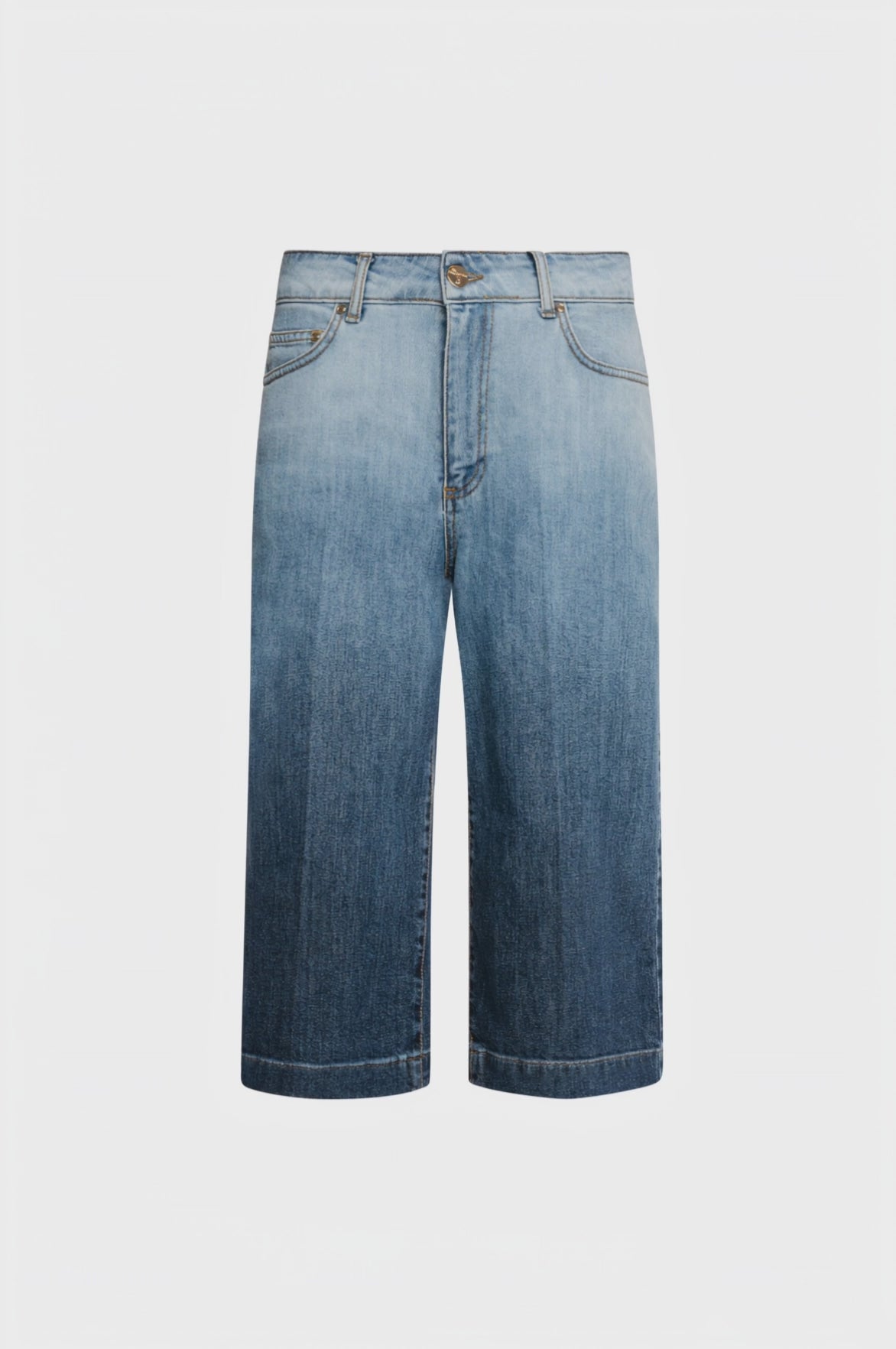 Jeans cropped in denim con lavaggio sfumato