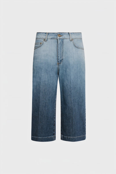 Jeans cropped in denim con lavaggio sfumato