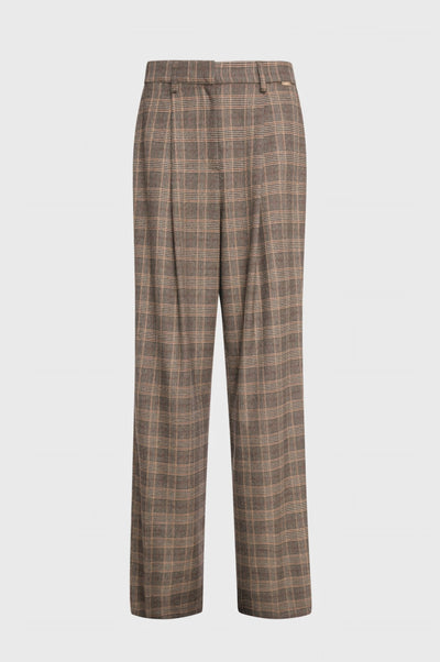 Pantalone wide a palazzo in tessuto Principe di Galles
