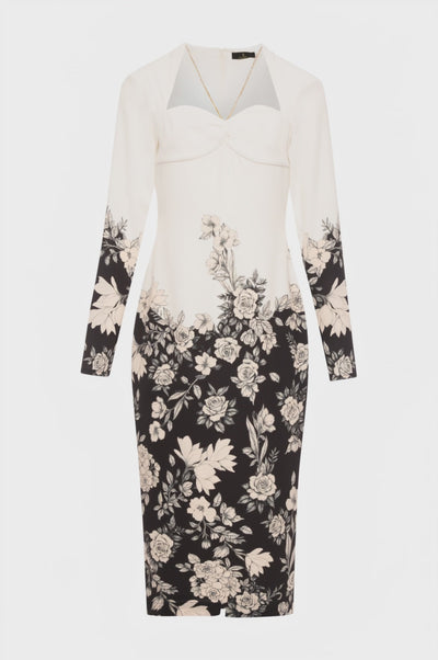Abito slim midi con stampa floreale