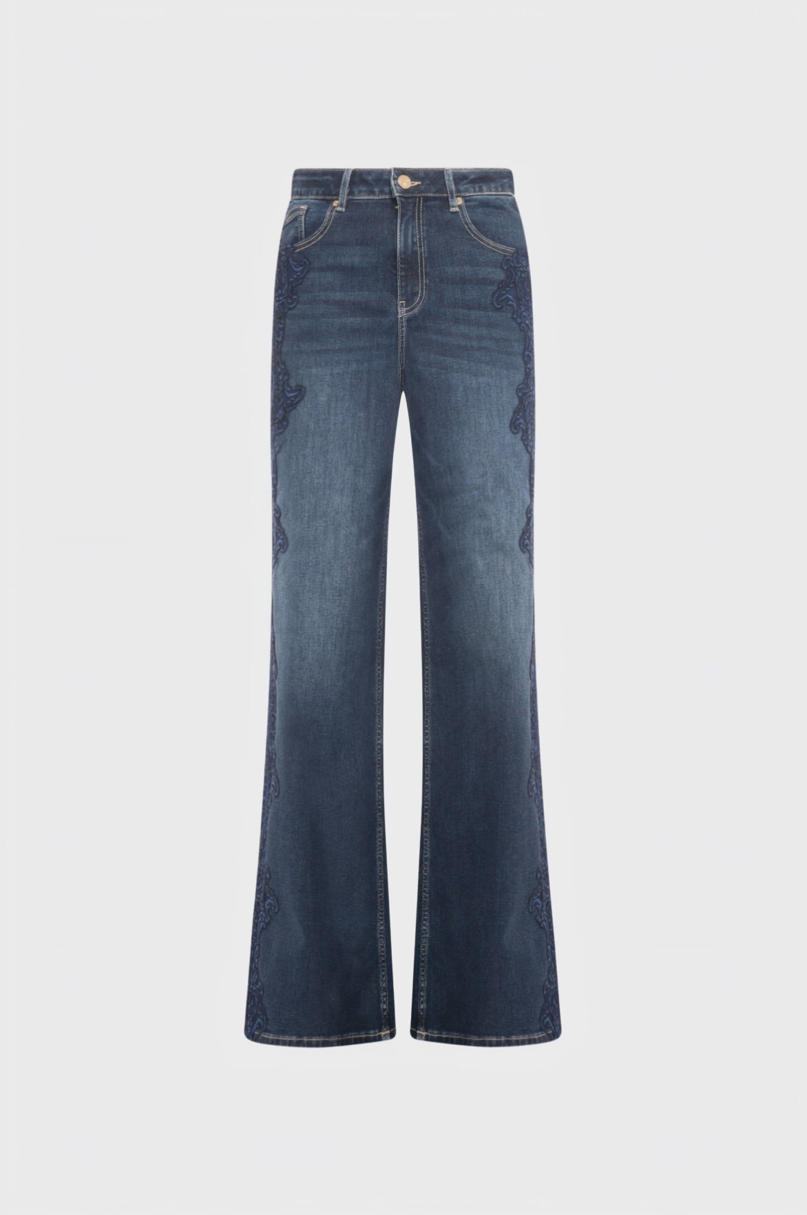 Jeans flare in denim con lavaggio medio