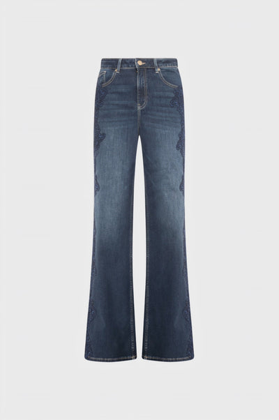 Jeans flare in denim con lavaggio medio