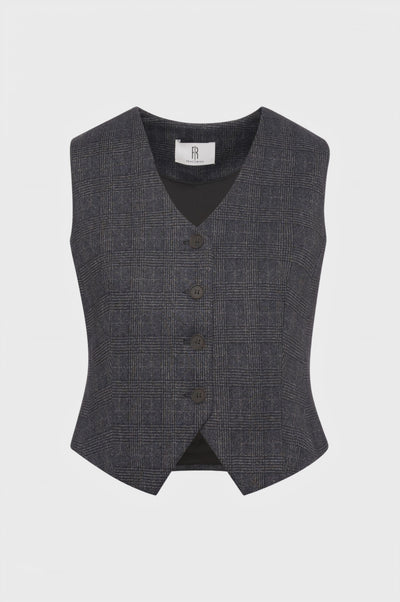 Gilet slim in tessuto Principe di Galles