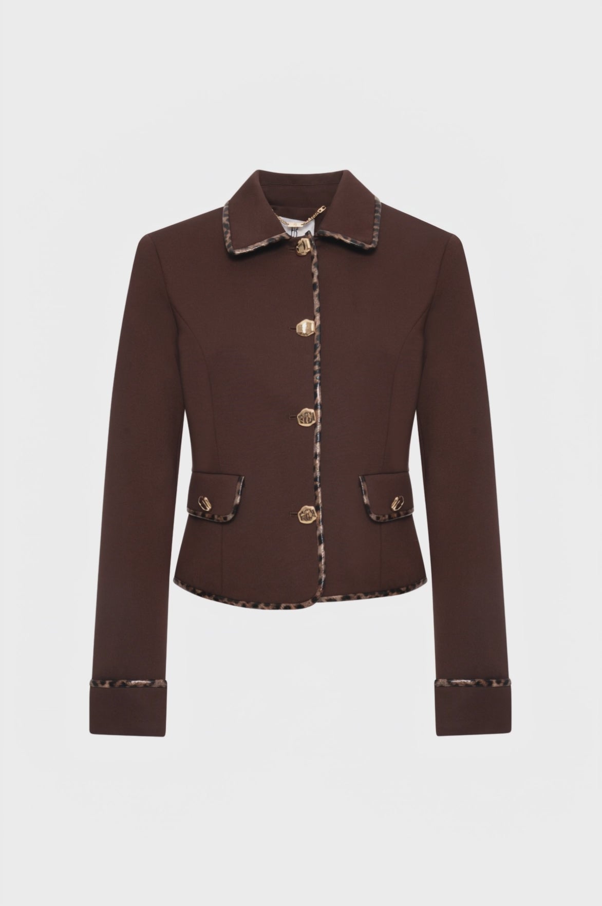 Giacca slim monopetto con inserti animalier