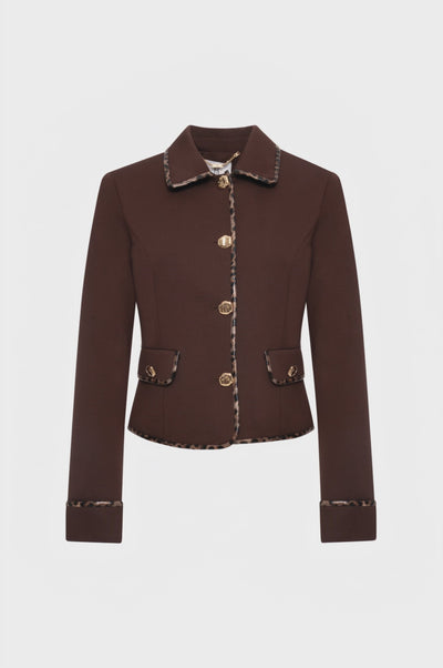 Giacca slim monopetto con inserti animalier
