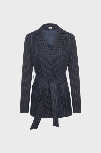 Blazer regular in denim gessato