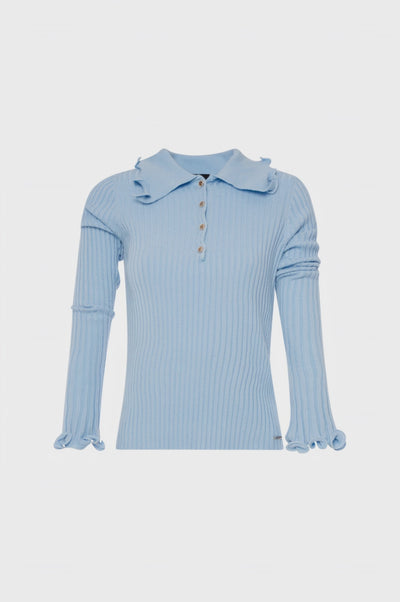 Maglia slim modello polo con rouches
