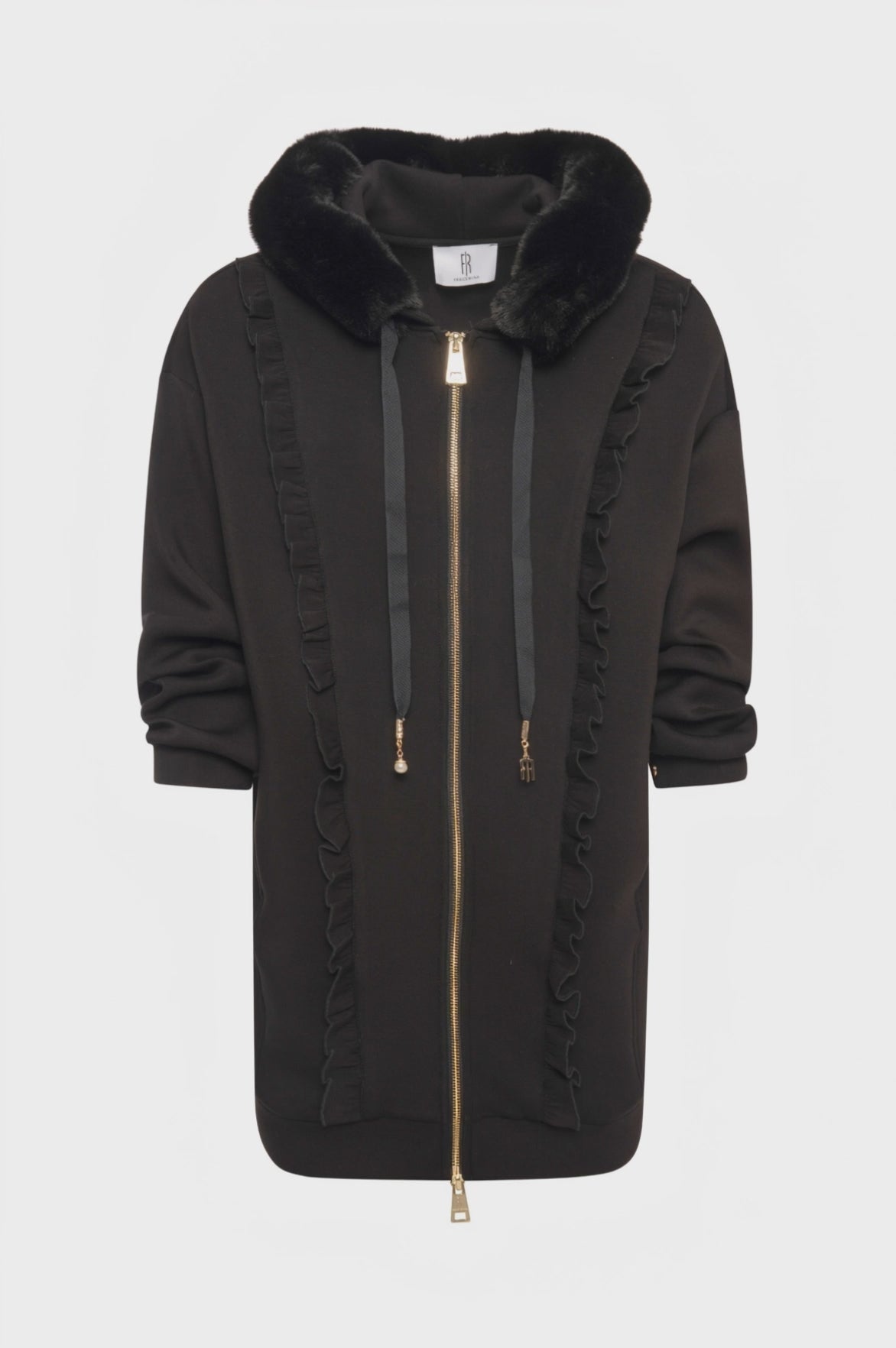 Felpa regular lunga con cappuccio