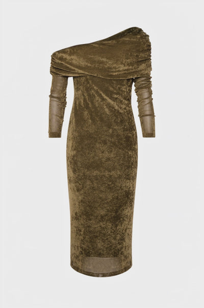 Abito slim midi in velluto