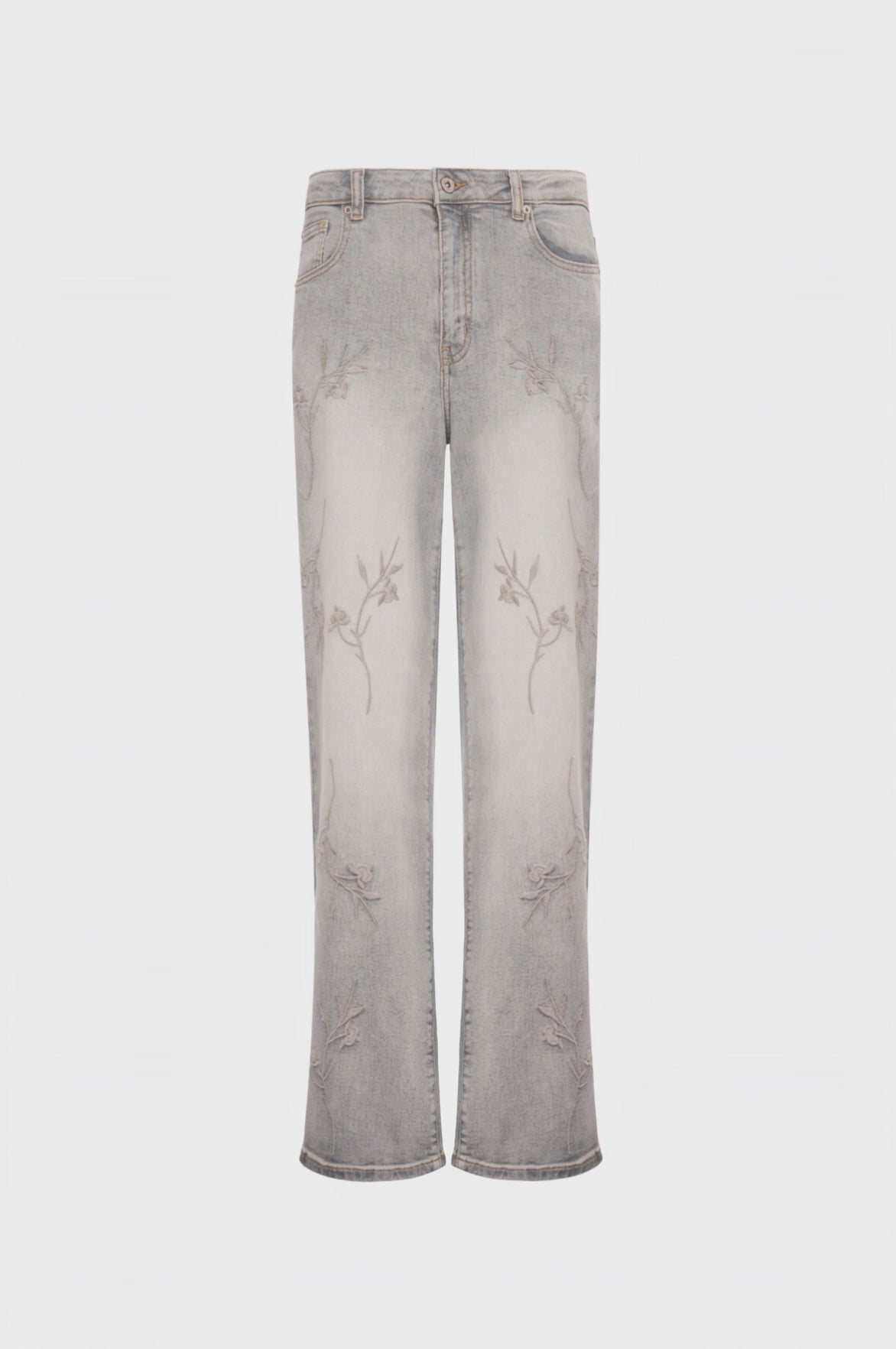 Jeans wide leg in denim grigio con lavaggio chiaro