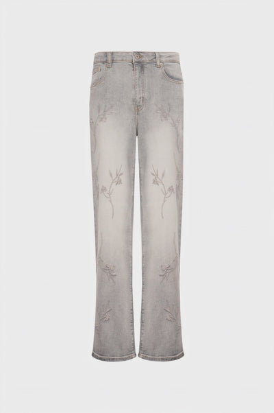 Jeans wide leg in denim grigio con lavaggio chiaro