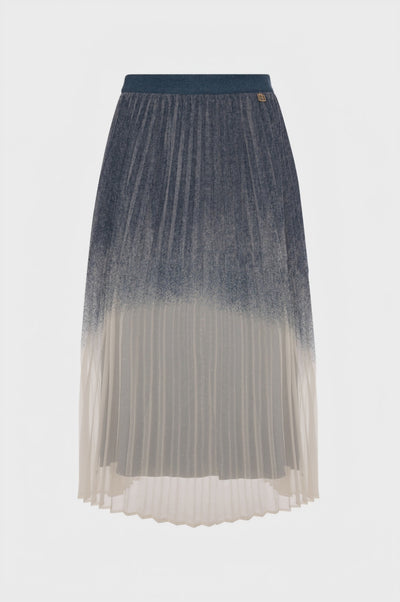 Gonna flare midi in tessuto plissettato