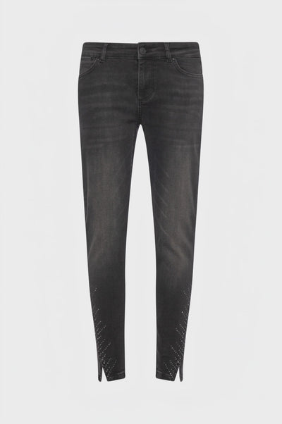 Jeans cropped effetto push up in denim black con lavaggio medio