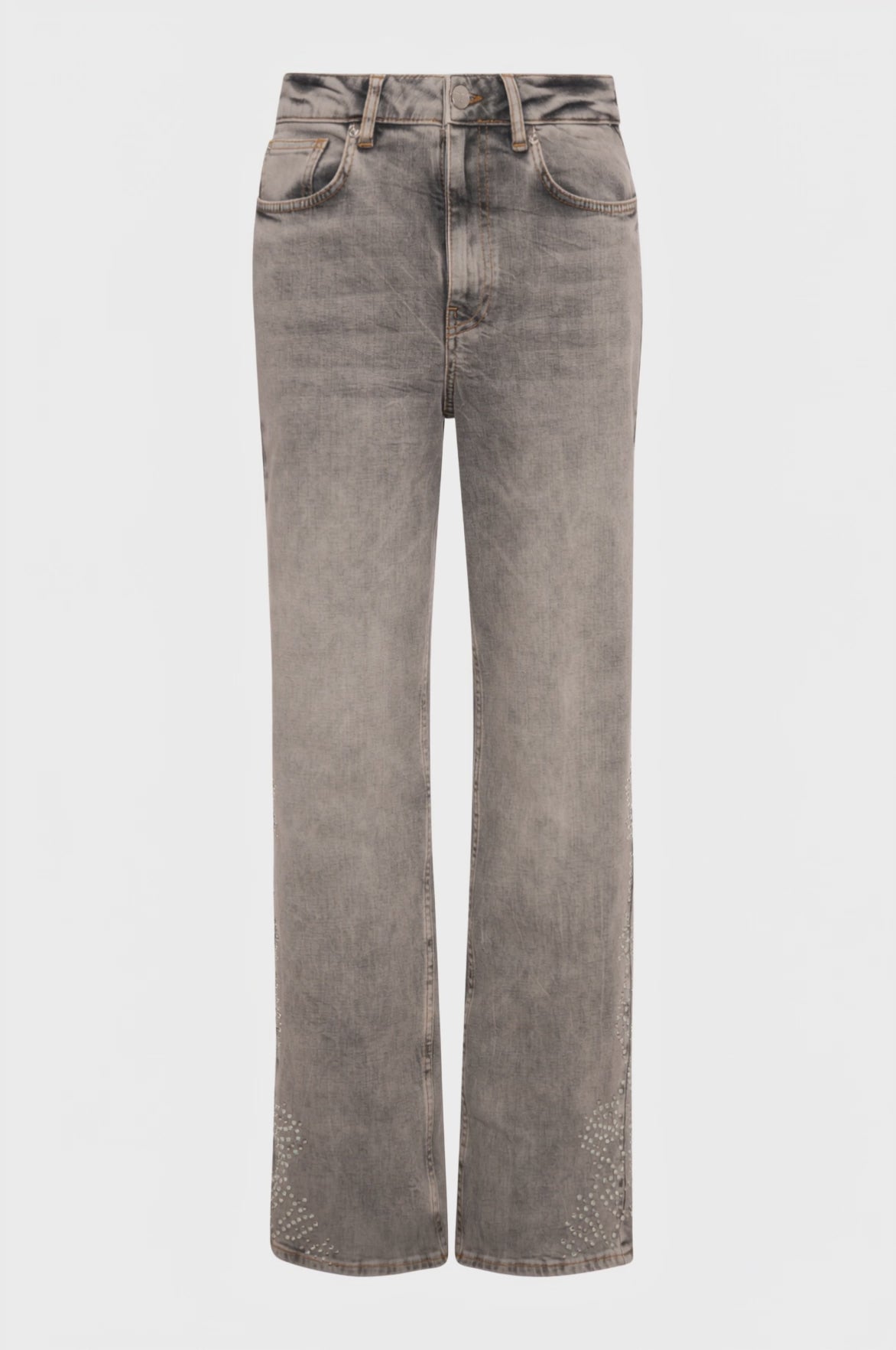 Jeans linea dritta in denim grigio con lavaggio strong