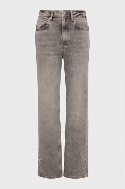 Jeans linea dritta in denim grigio con lavaggio strong