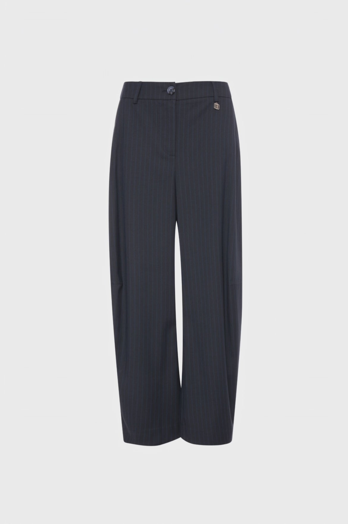 Pantalone carrot balloon fit in tessuto gessato